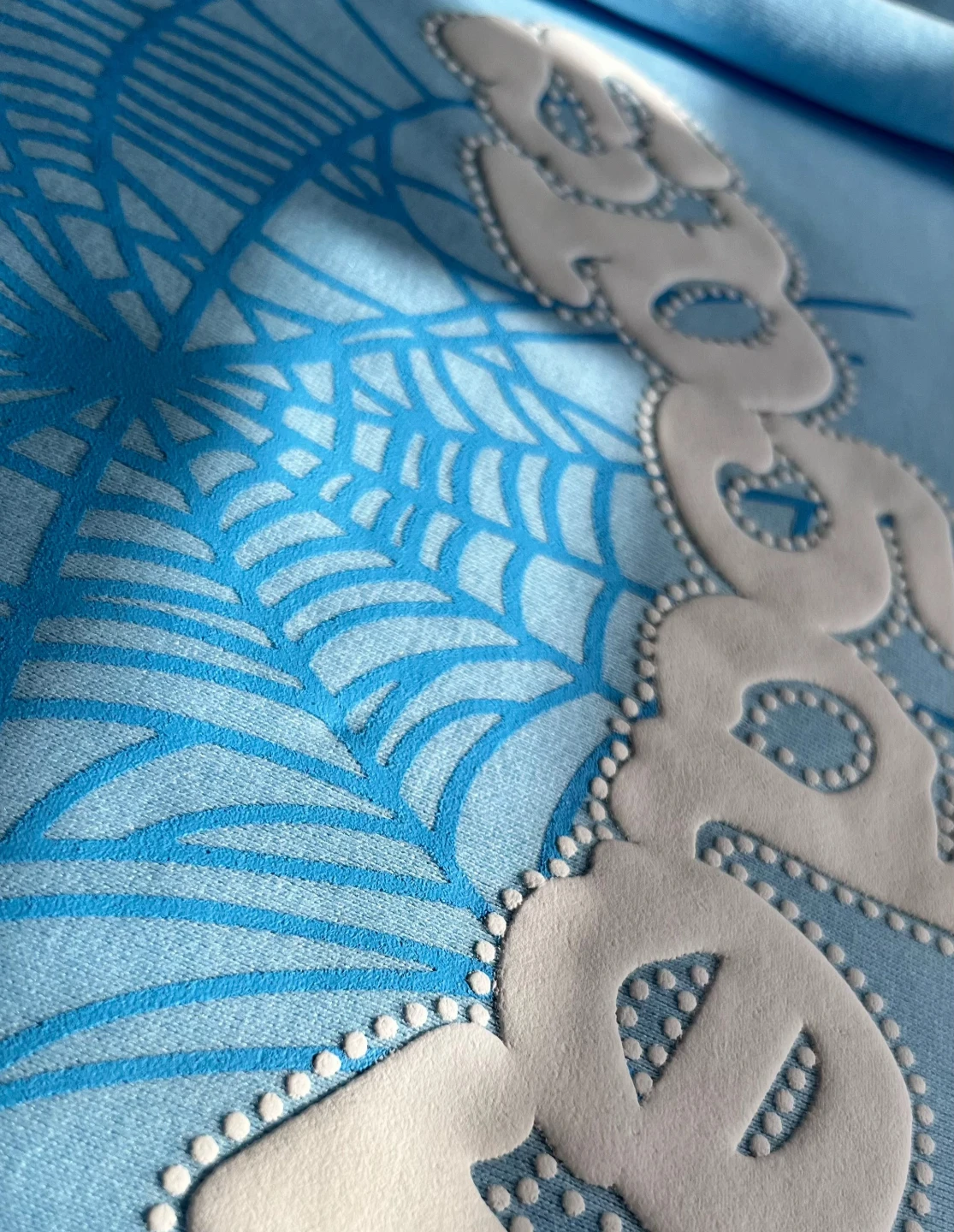 SP5DER hoodie light blue spider web graphic - photo 2