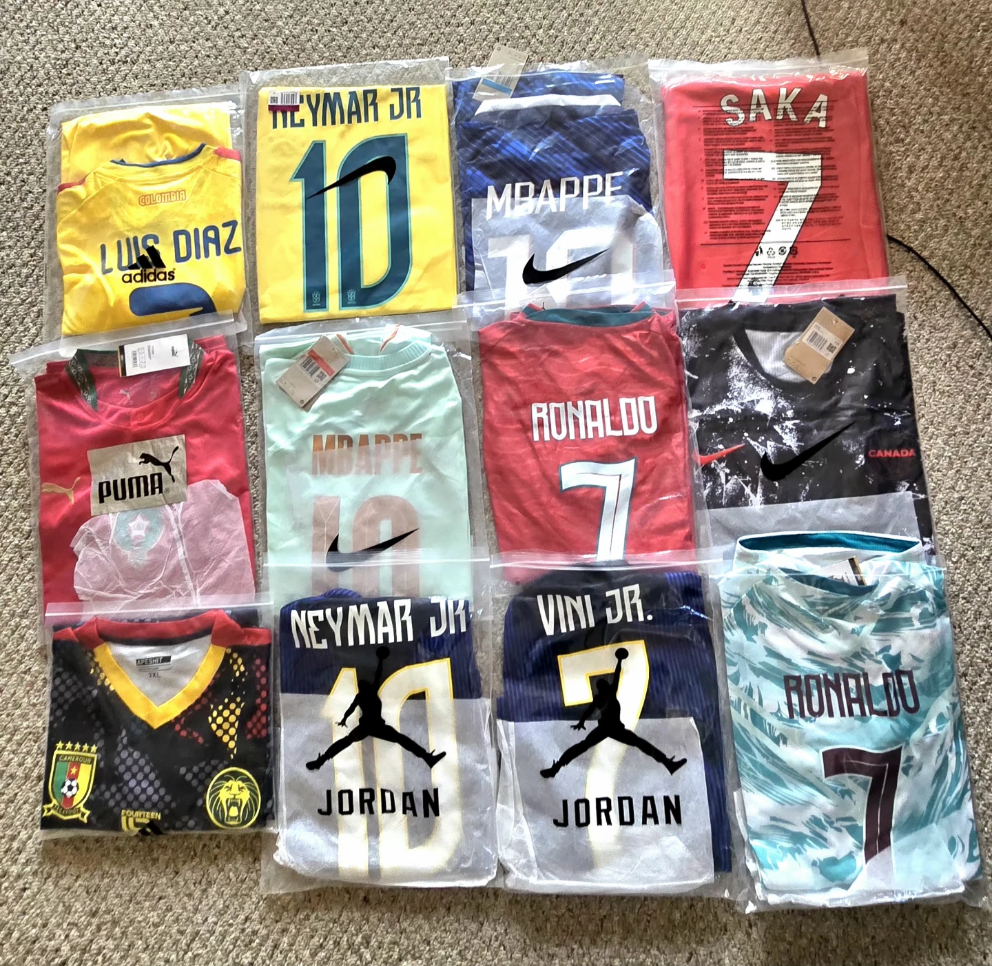 Assorted Soccer Jerseys (Various Brands & Players)