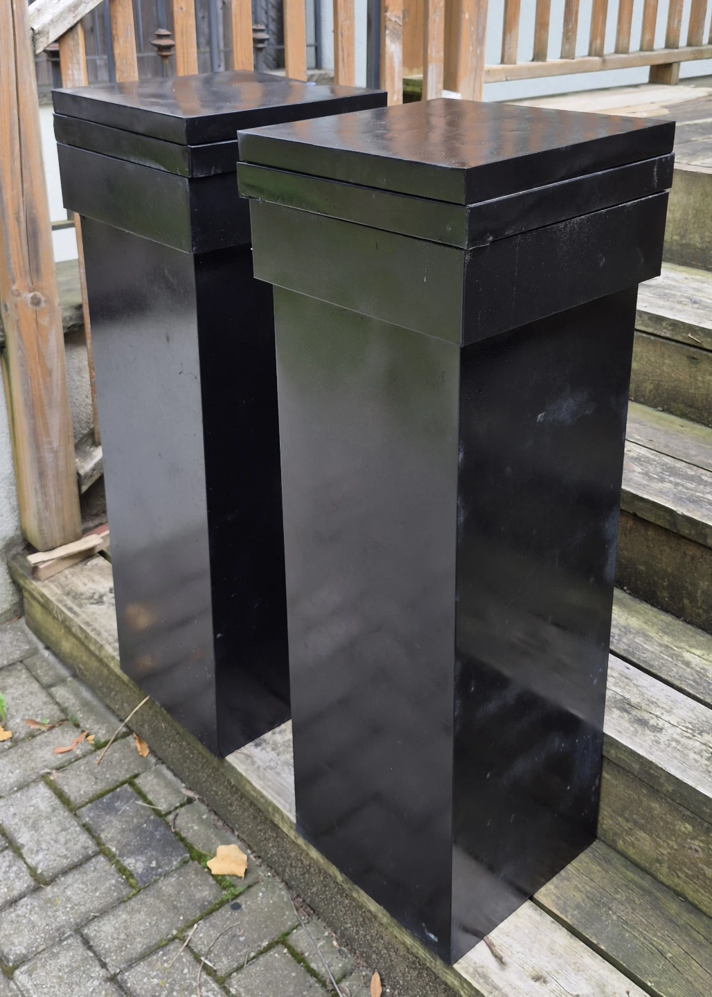 Pair of Black Outdoor Planter Pedestals - photo 3