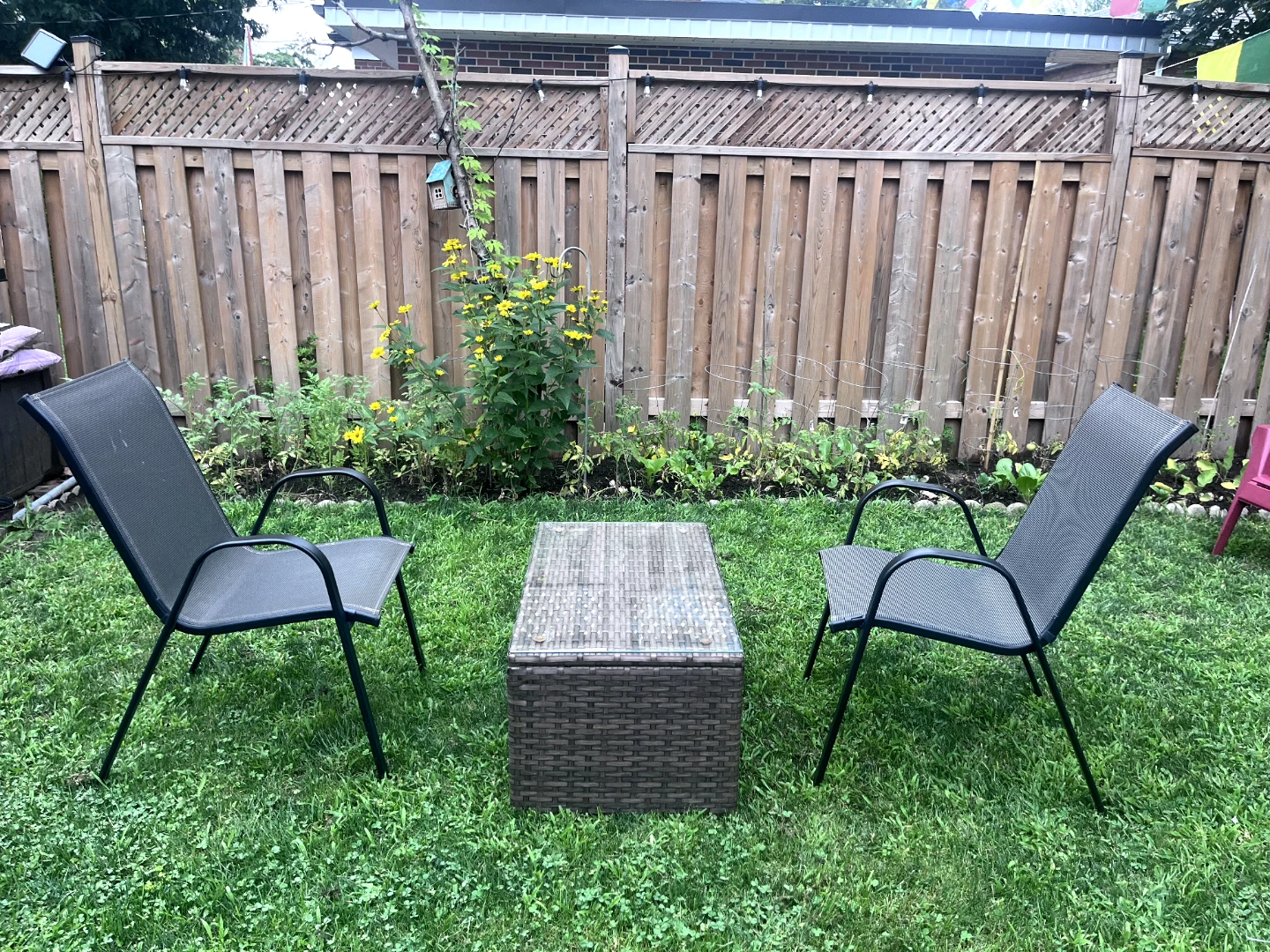Outdoor patio and chairs set