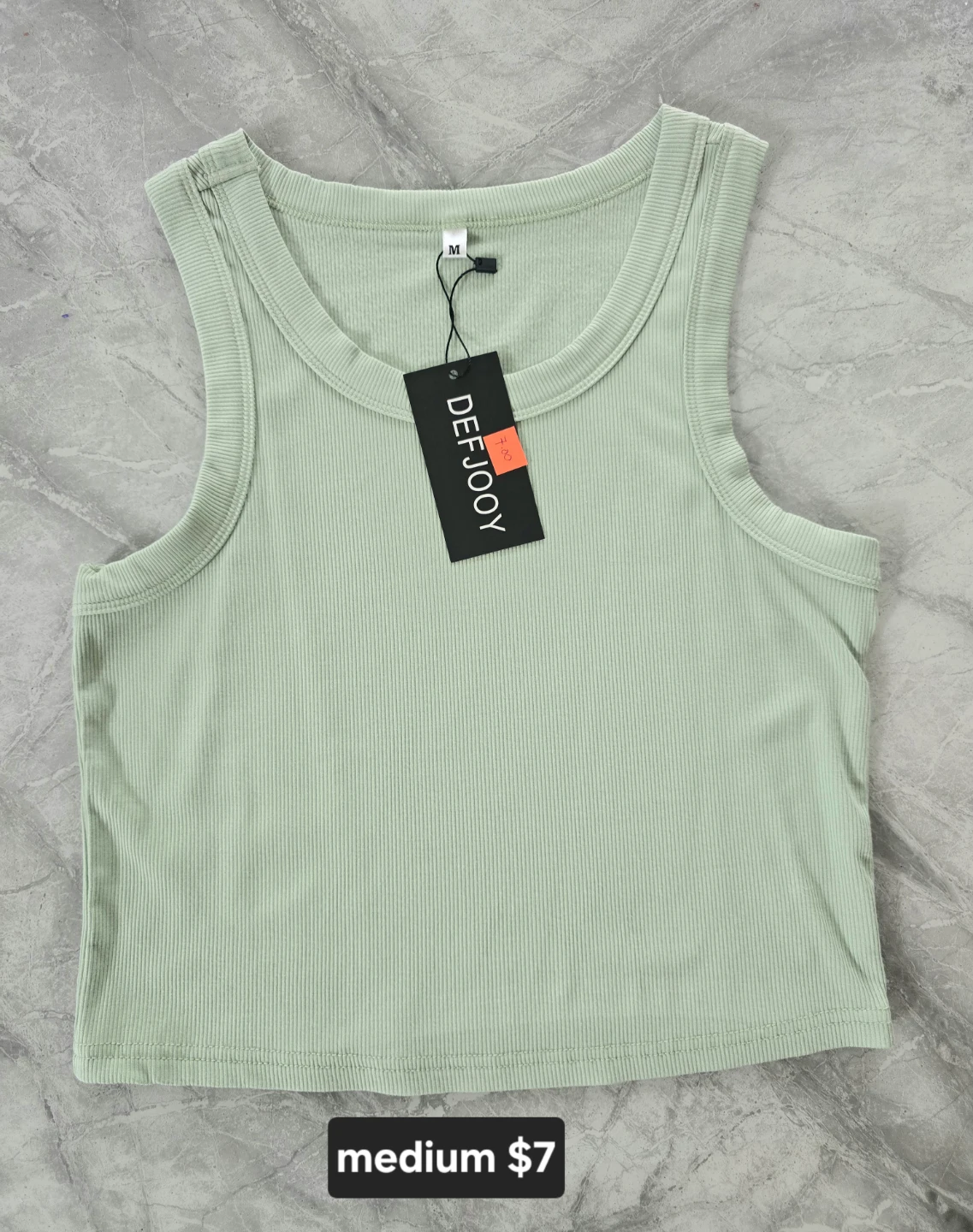 DEFJOOY Mint Green Ribbed Crop Tank Top Size Medium - photo 2