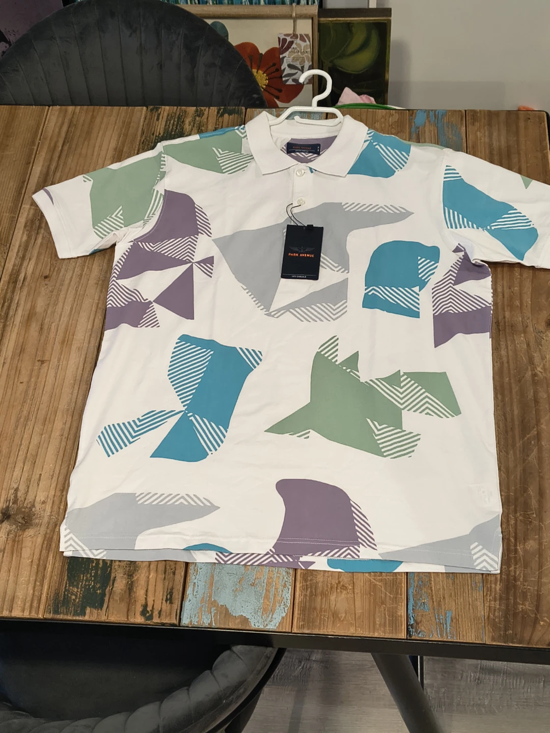 Park Avenue Geometric Print Polo T-Shirt (New) ~ XL