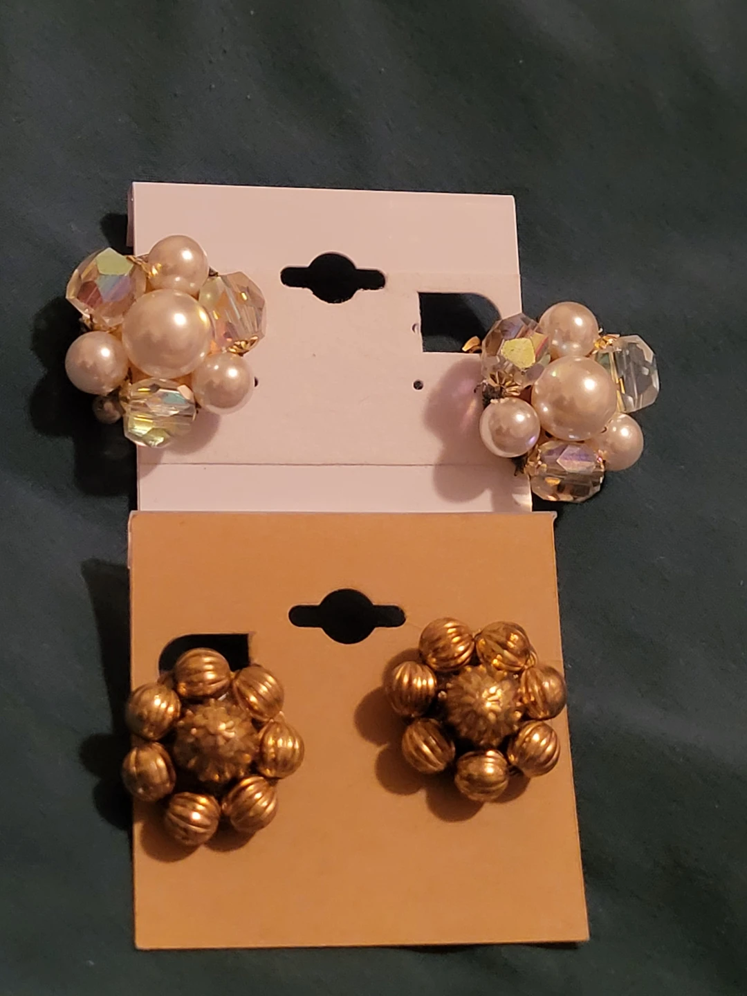 2 pairs of Vintage Floral Clip-on earrings