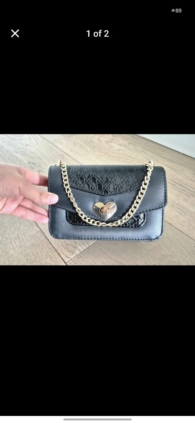 Black Crossbody Purse with Gold Chain