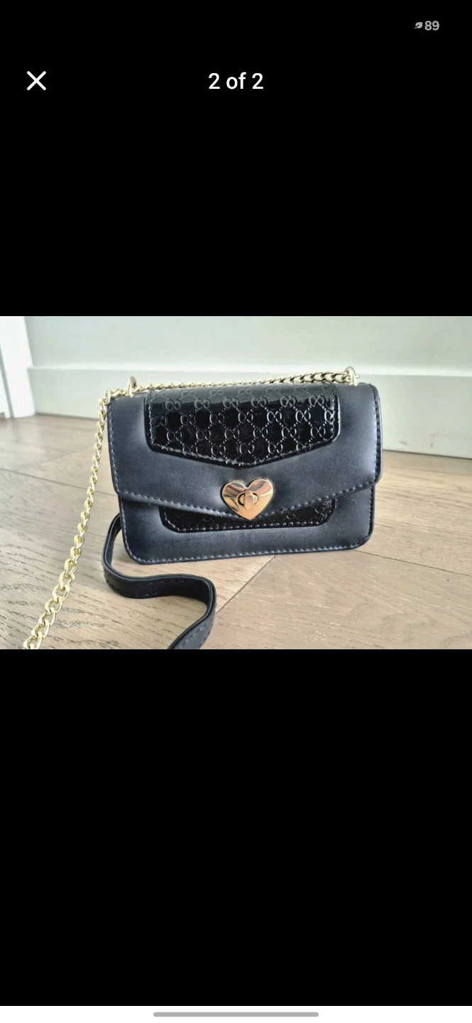 Black Crossbody Purse with Gold Chain - photo 2