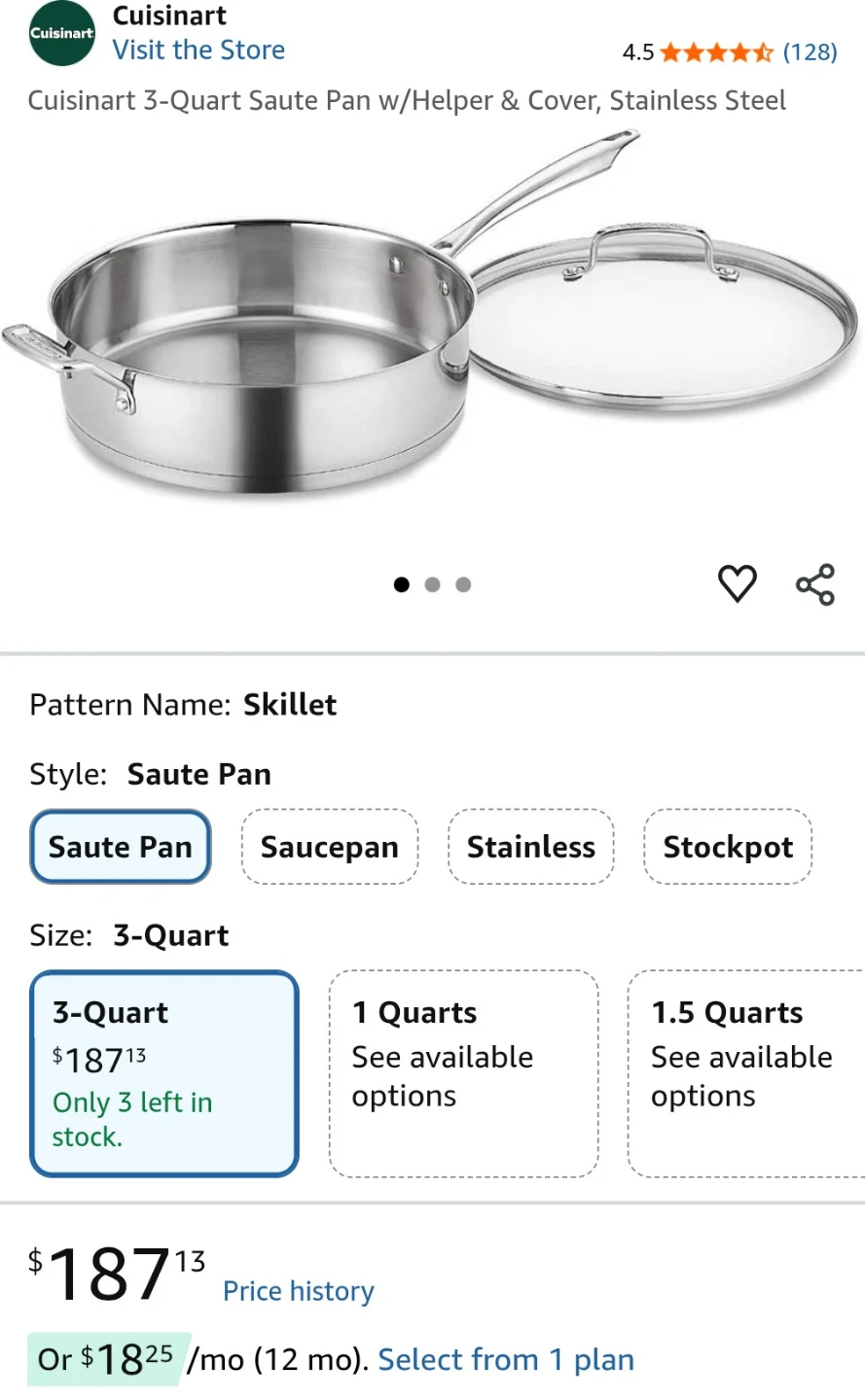 Cuisinart 3-Quart Sauté Pan with handle & glass lid - photo 5