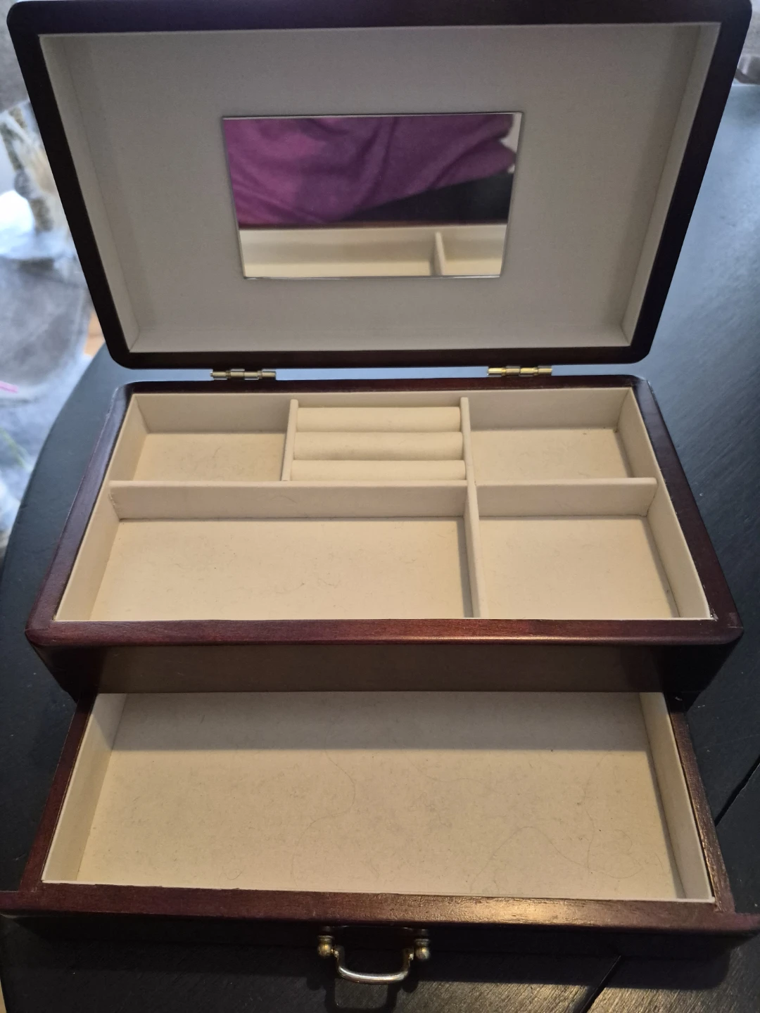 Wooden Jewellery Box with Mirror