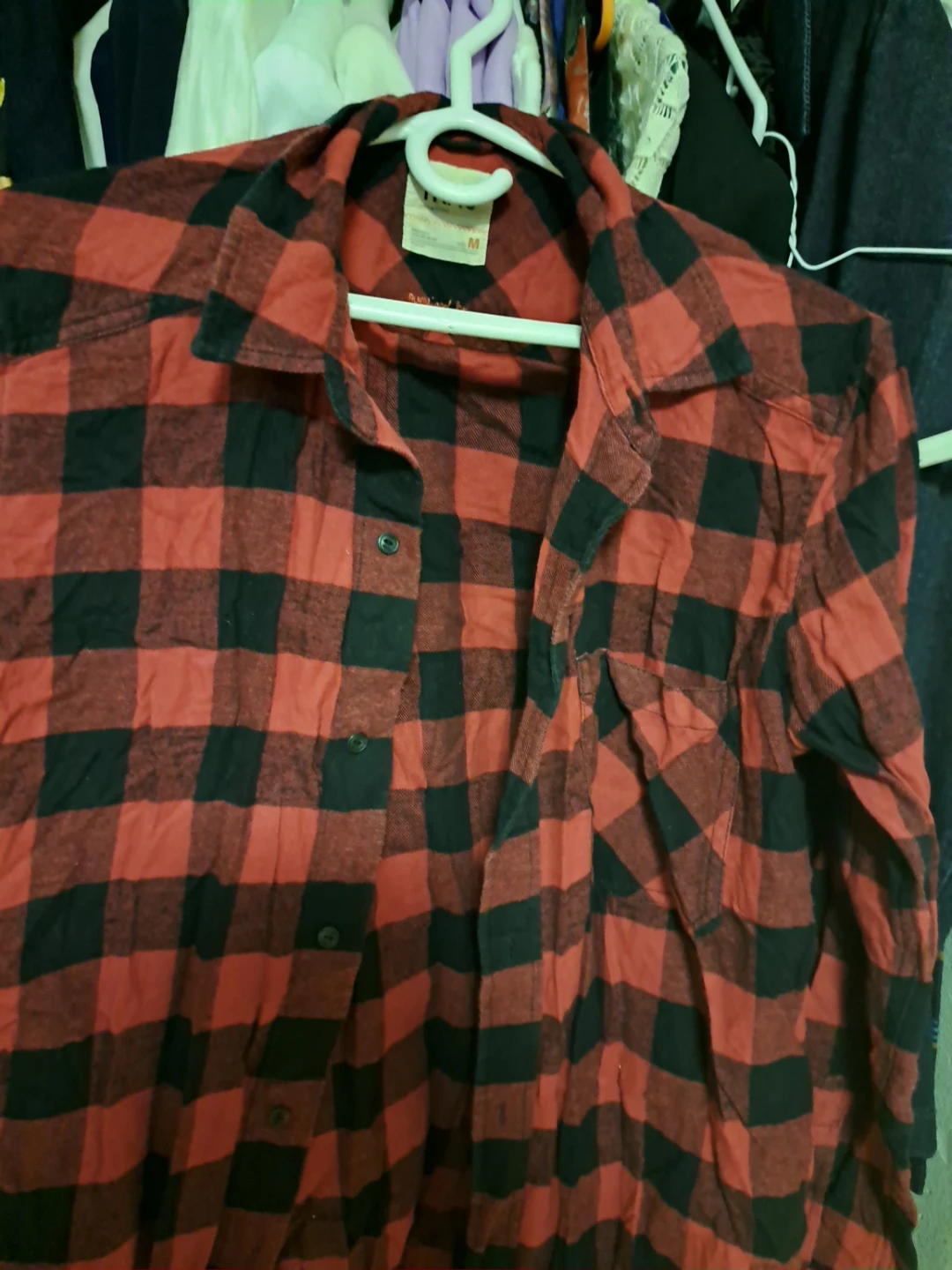Red and Black Plaid Flannel Shirt