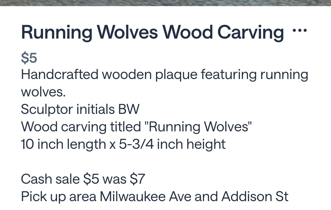 Hand-carved Running Wolves Wood Sculpture - photo 3