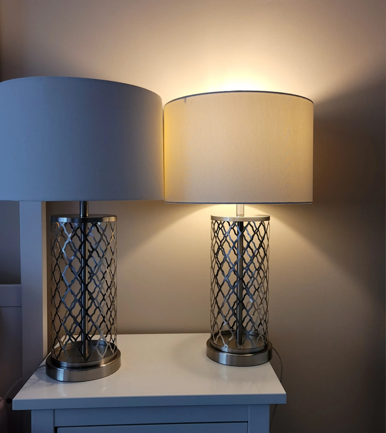Pair of Silver Lattice Table Lamps