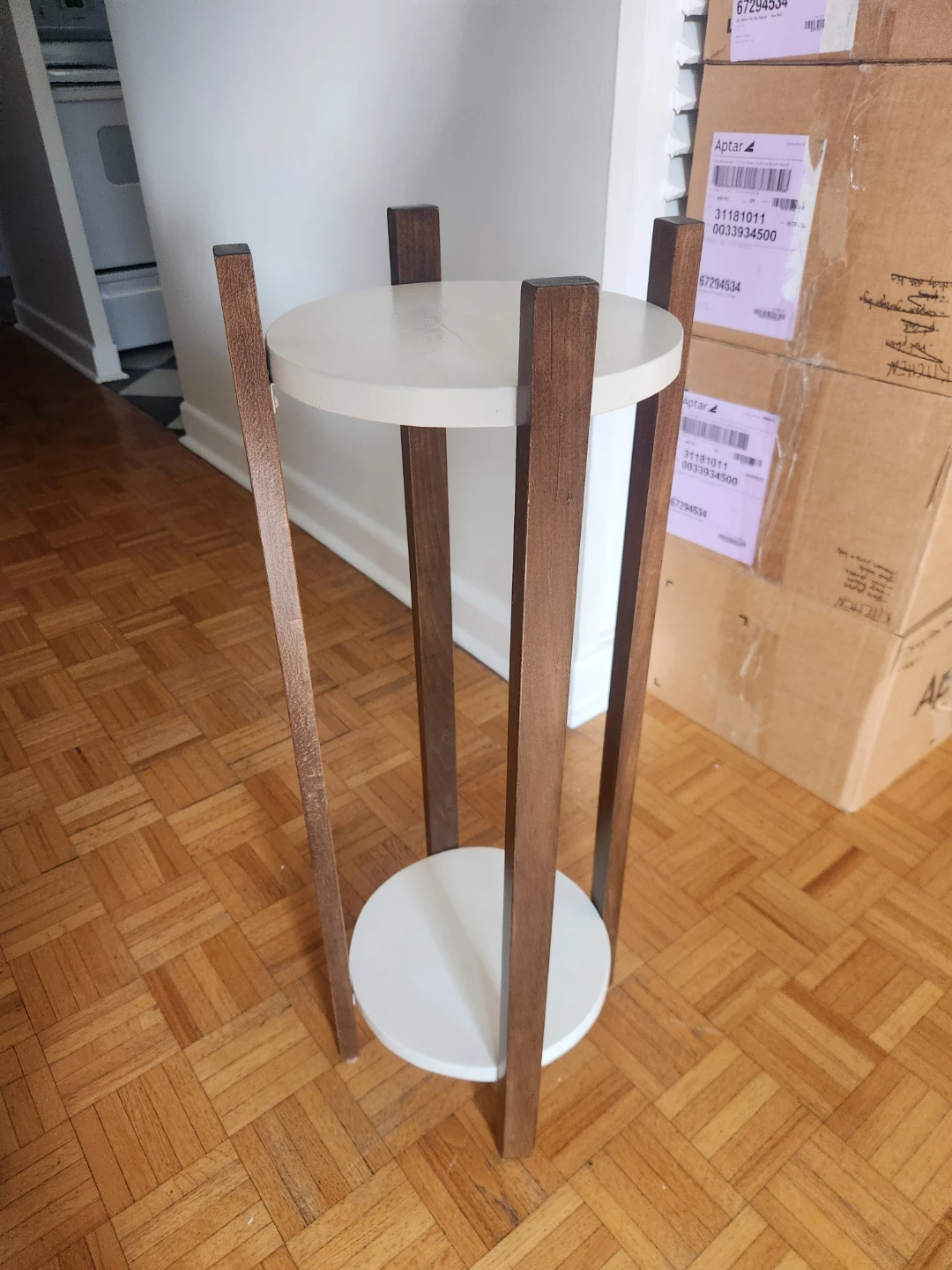 Wooden Plant Stand with White Shelves - photo 2