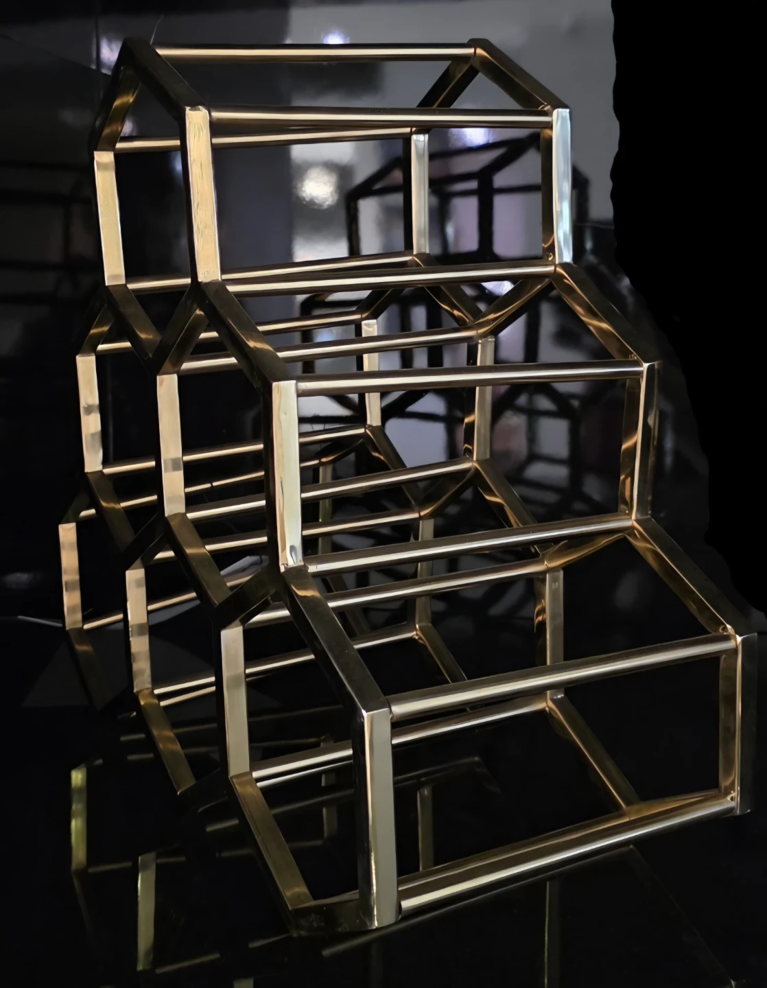 Modern Gold Hexagonal Wine Rack - photo 3