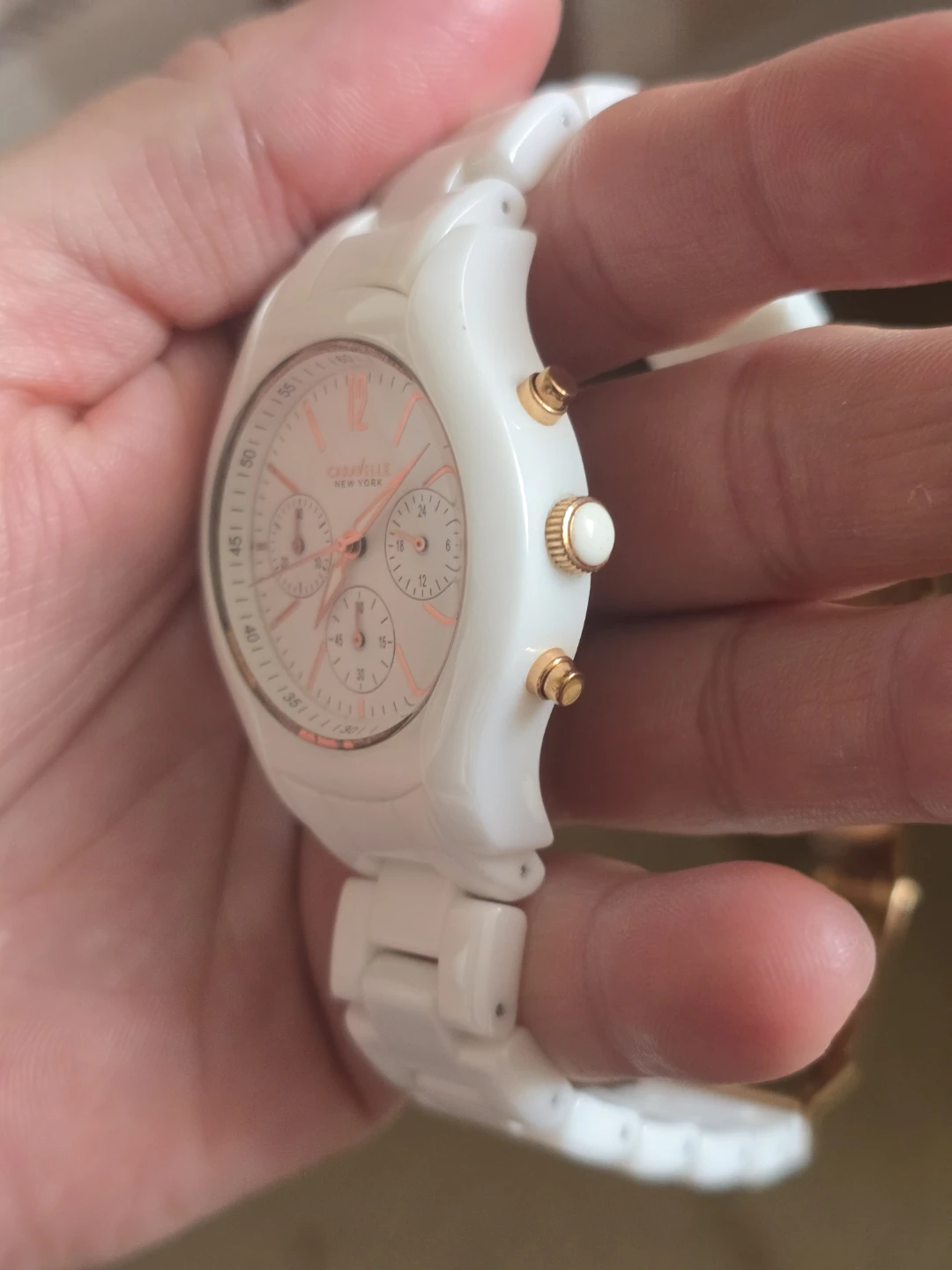 Caravelle New York White Ceramic Chronograph Watch - photo 3