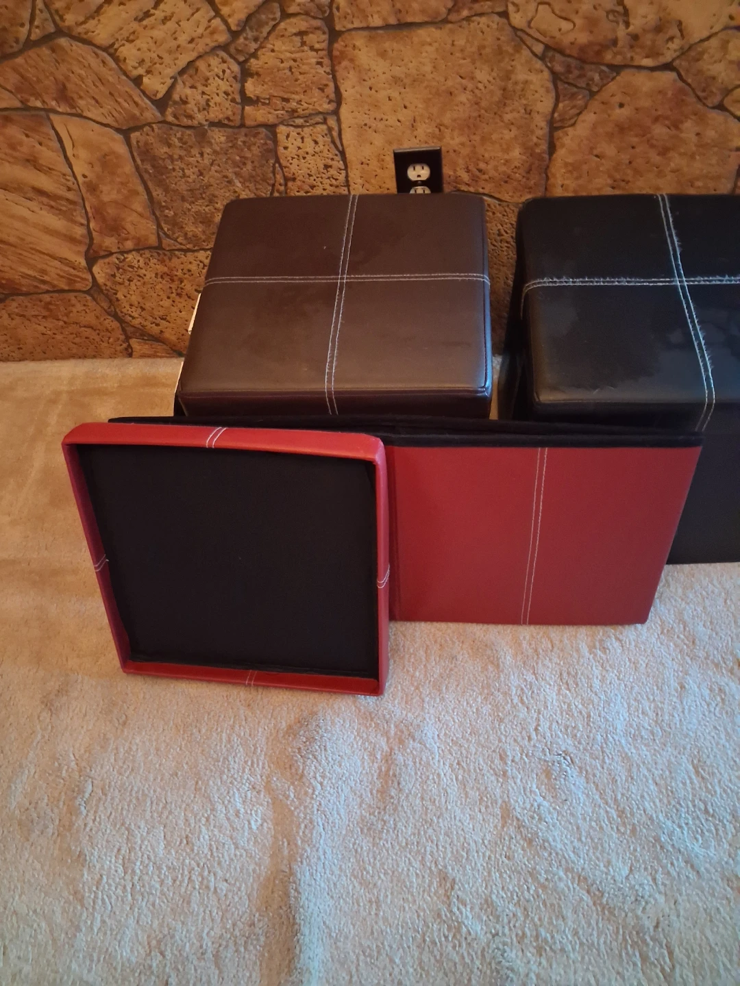 Collapsible Storage Ottoman Footstool Faux Leather - photo 4
