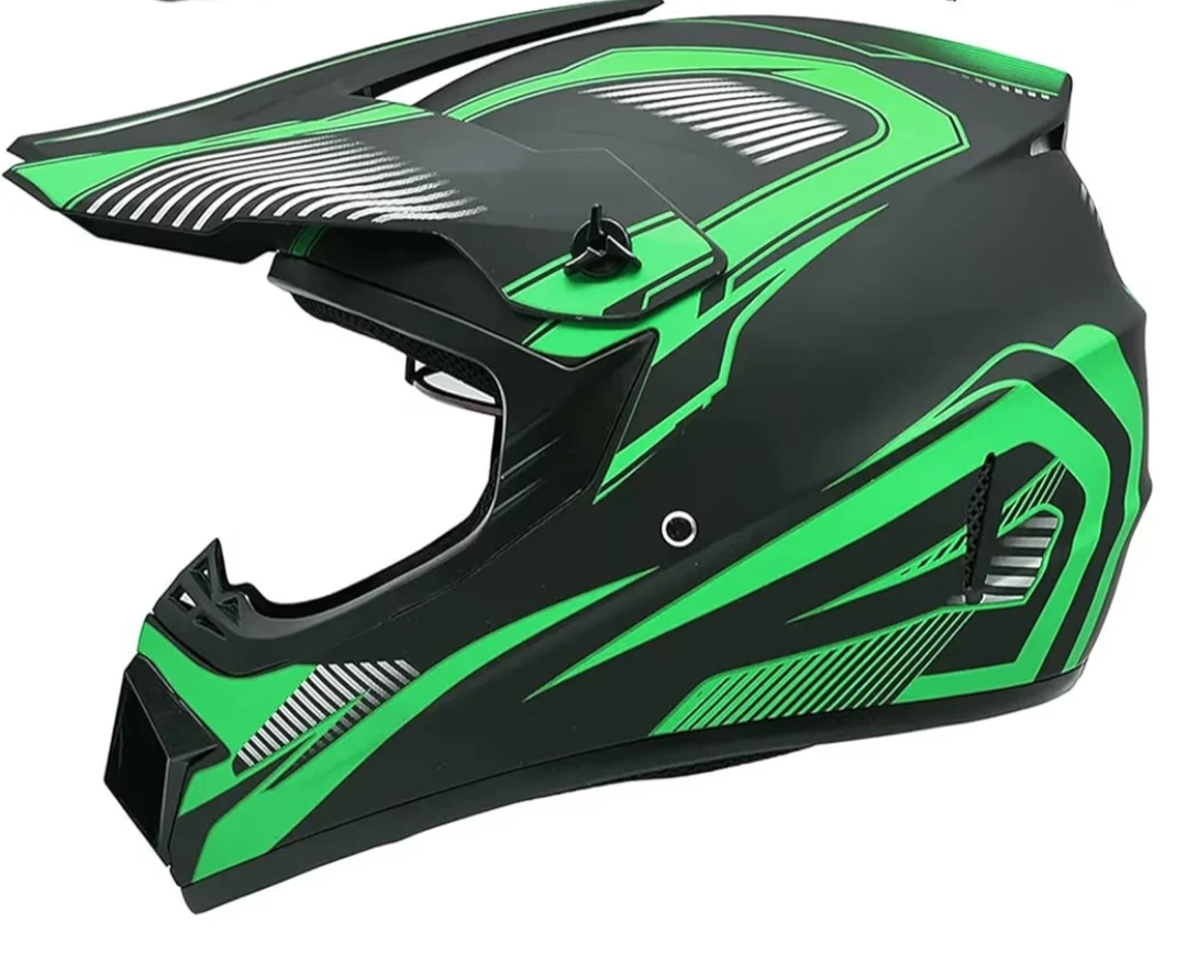 Motocross Helmet - Black & Green