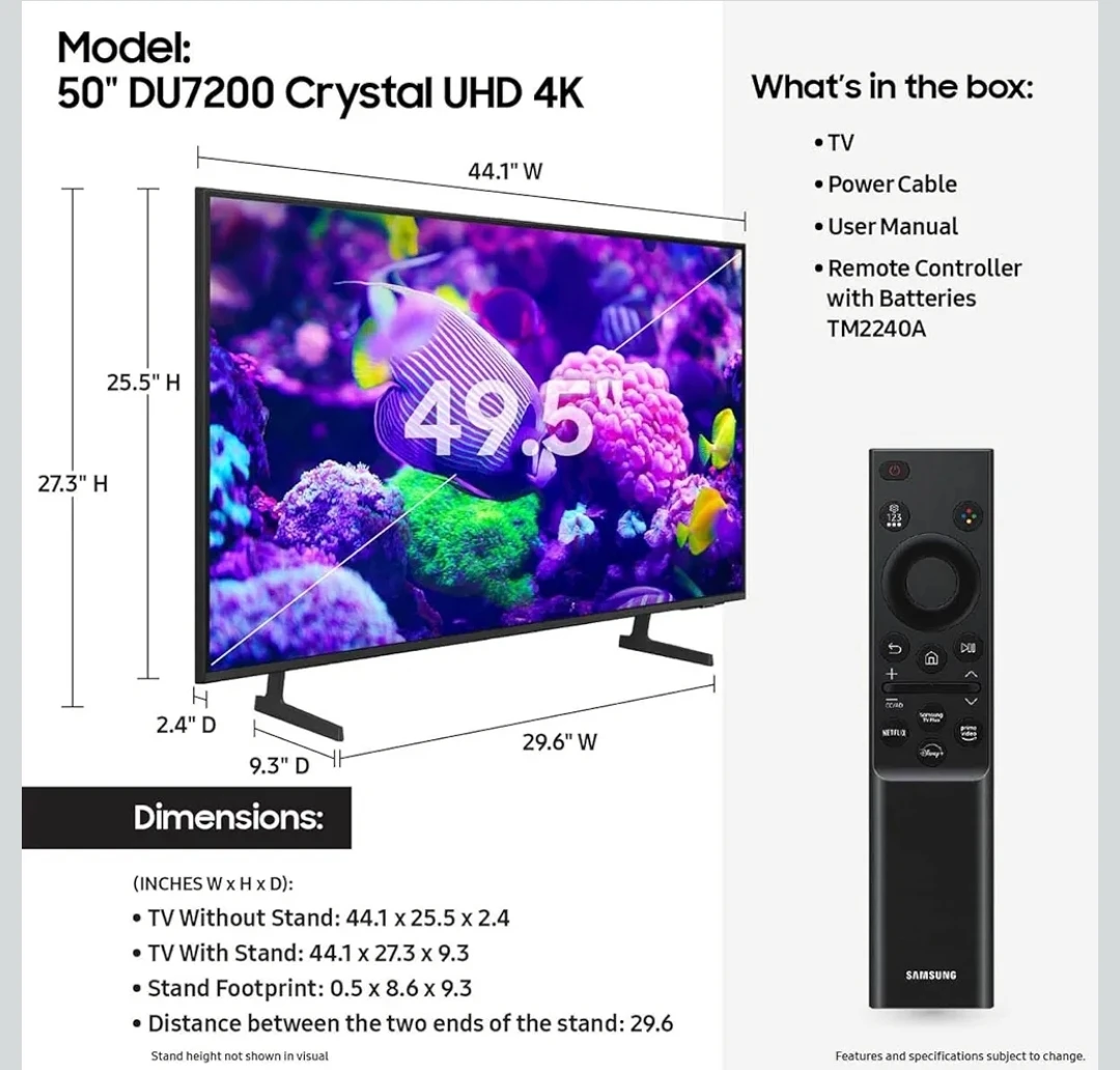 Samsung 50" Crystal UHD 4K Smart TV DU7200 Series - photo 2