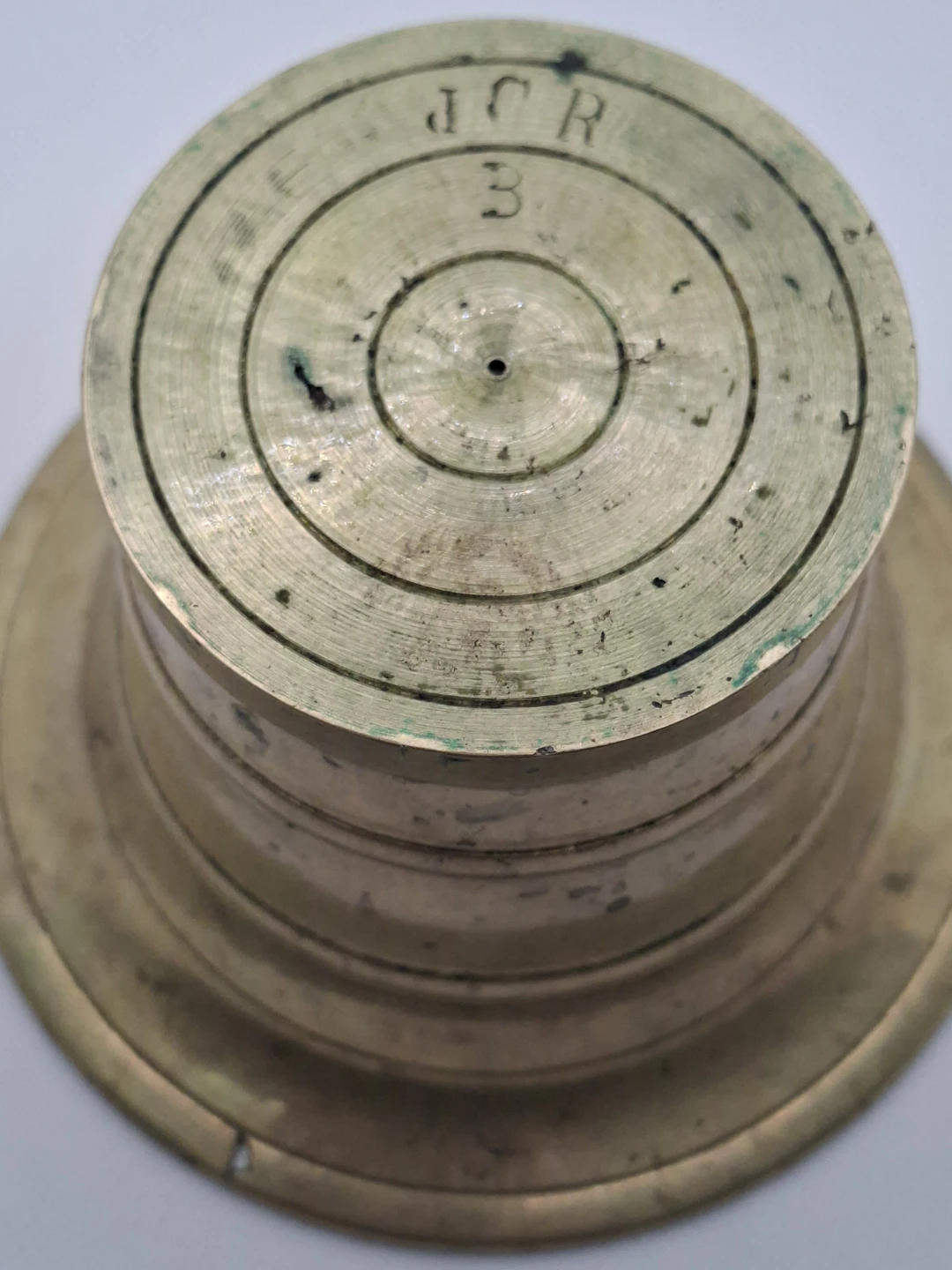 Antique Brass Mortar and Pestle Set Stamped JCR 3 - photo 4