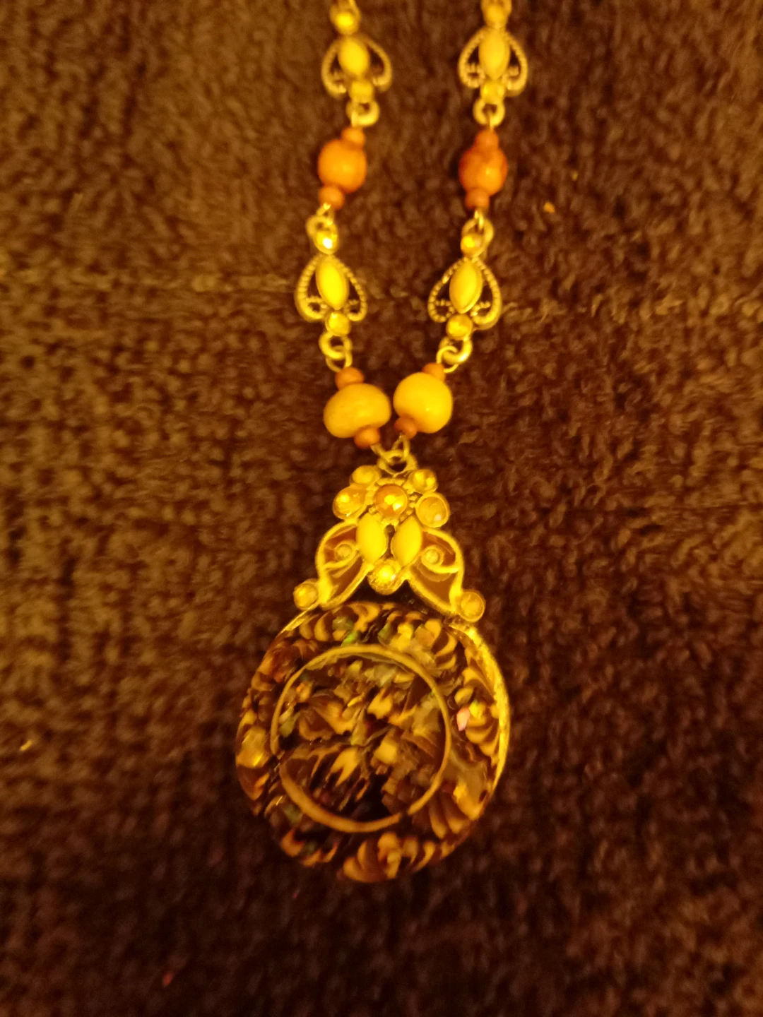 Vintage Beaded Pendant Necklace