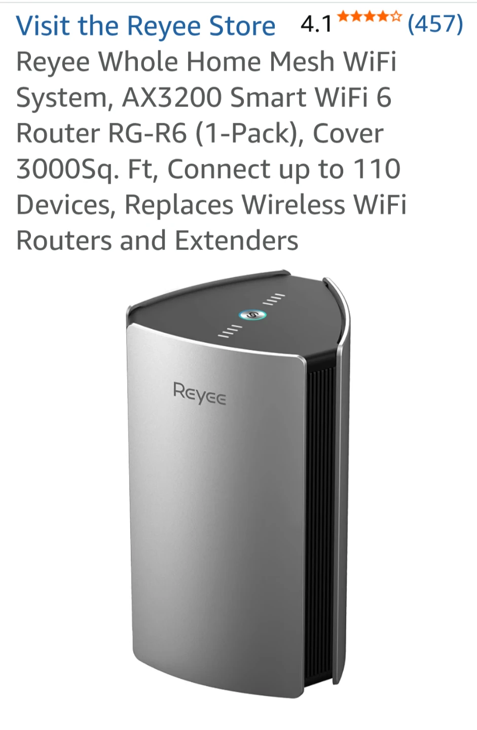 Reyee Whole Home Mesh Smart WiFi 6 Router