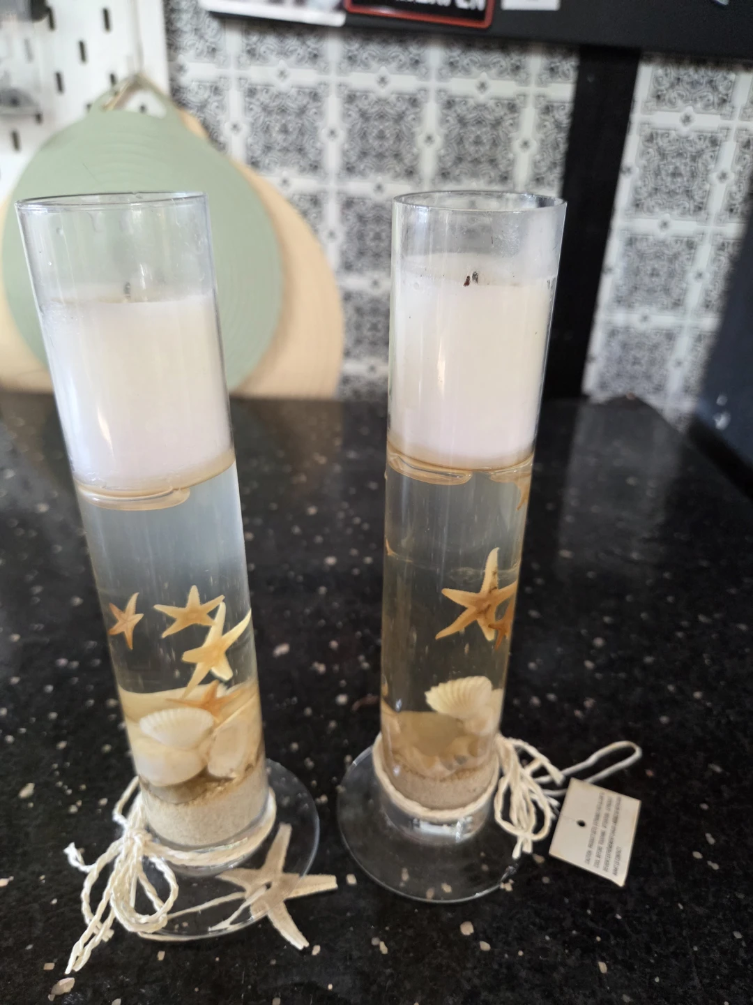 Decorative Glass Pillar Candles with Seashells