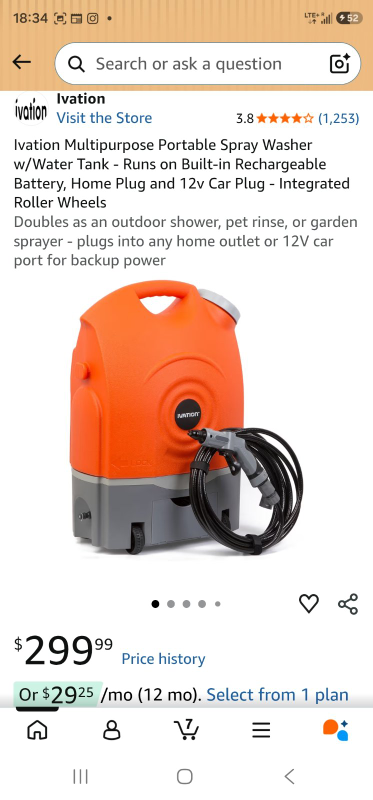 Ivation Portable Smart Washer with Built-in Rechargeable Battery