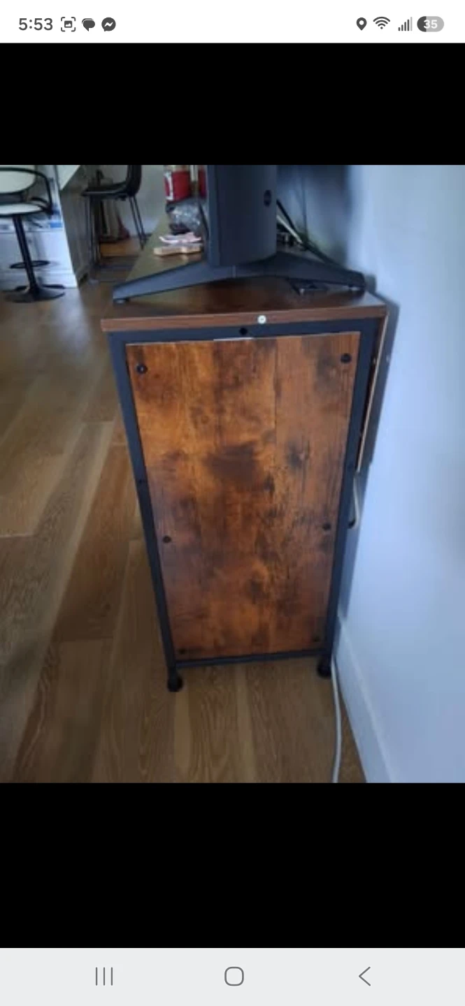Industrial Style 2-Drawer Storage Cabinet with Wheels - photo 3