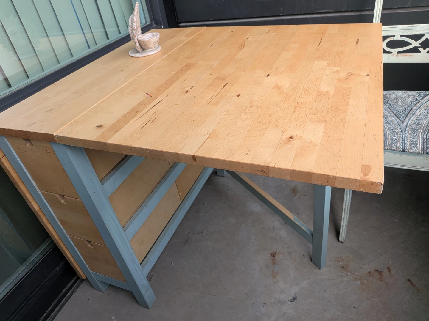 Foldable Wooden Table with 3 Drawers - photo 2