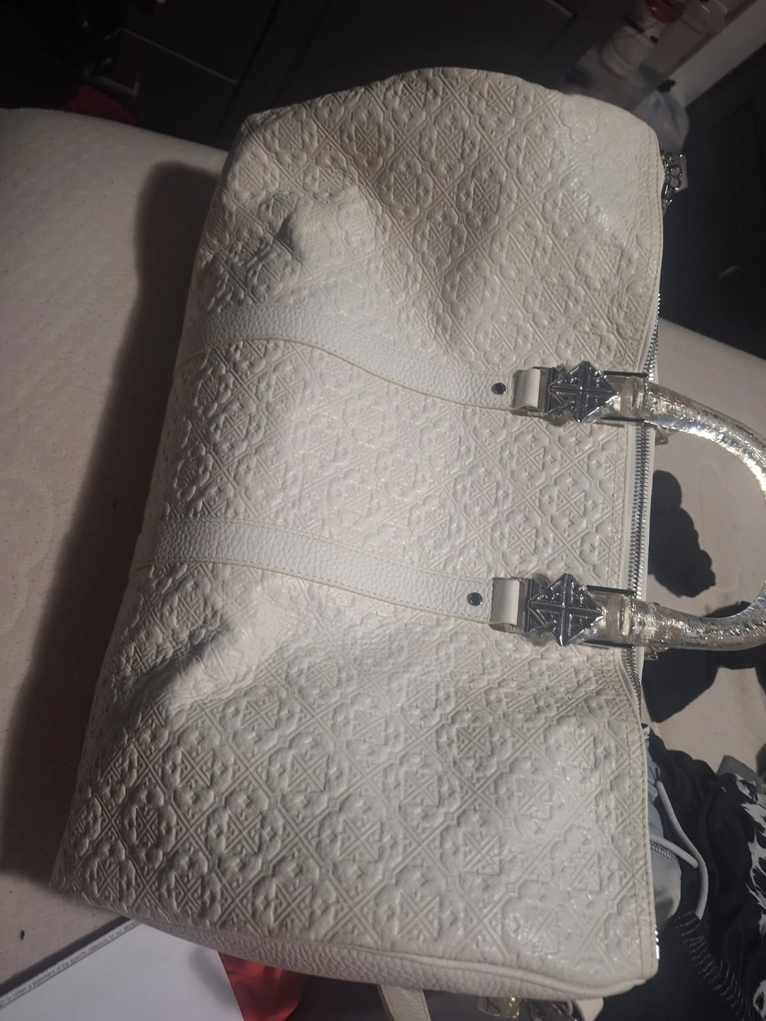 White Textured Barrel Bag - photo 2
