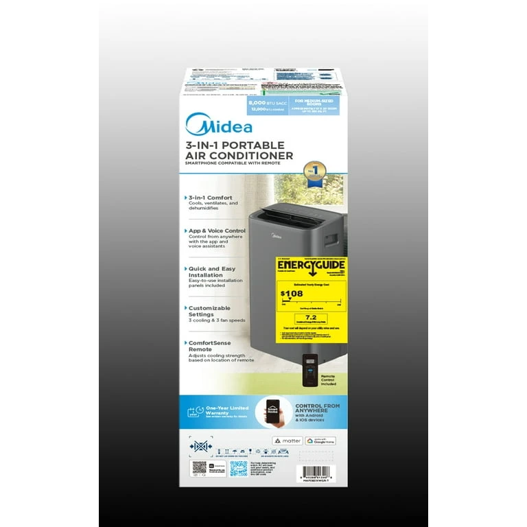 MIDEA 13,500 BTU SMART A/C + HEAT | NEW IN BOX | $175 - photo 2