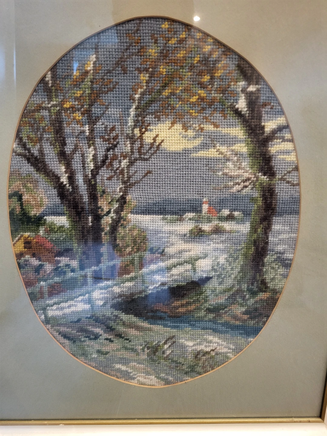 Maurice Houle "Winter Landscape by Moonlight" Cross Stitch Art - photo 2