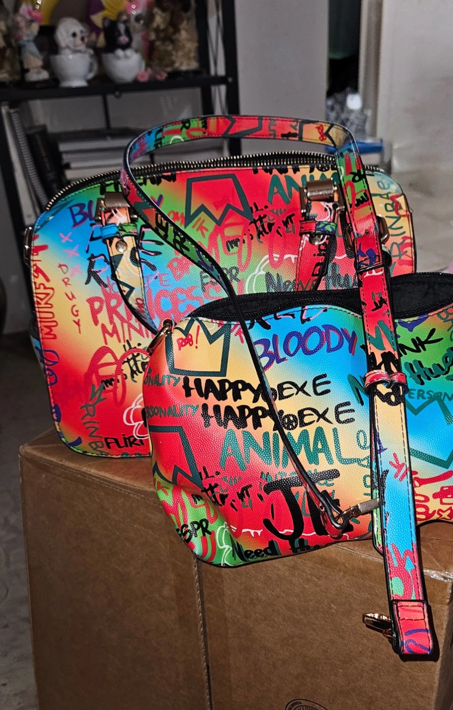 Graffiti Print Handbag Set - photo 2