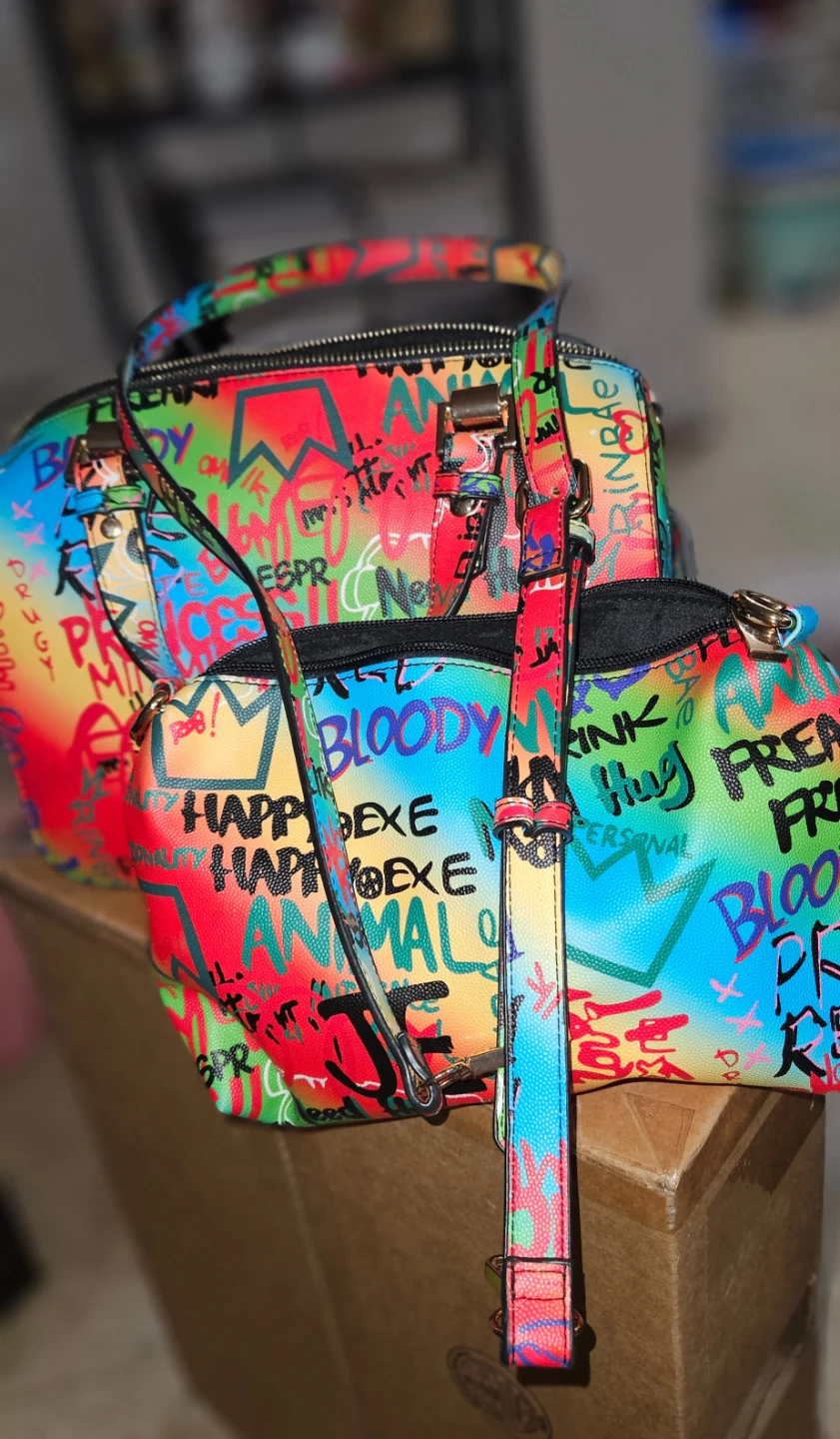 Graffiti Print Handbag Set - photo 4
