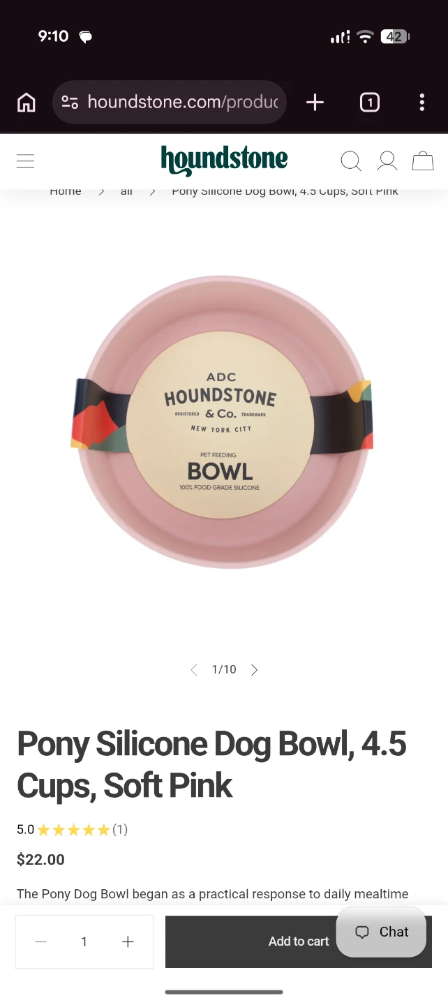 Houndstone Pony Silicone Dog Bowl - Soft Pink - photo 4