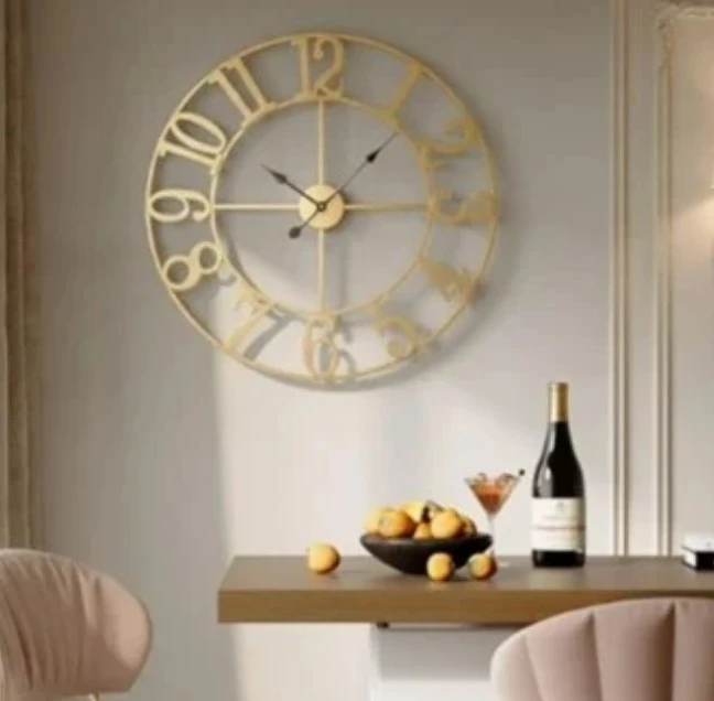 Large Gold Metal Wall Clock - photo 3