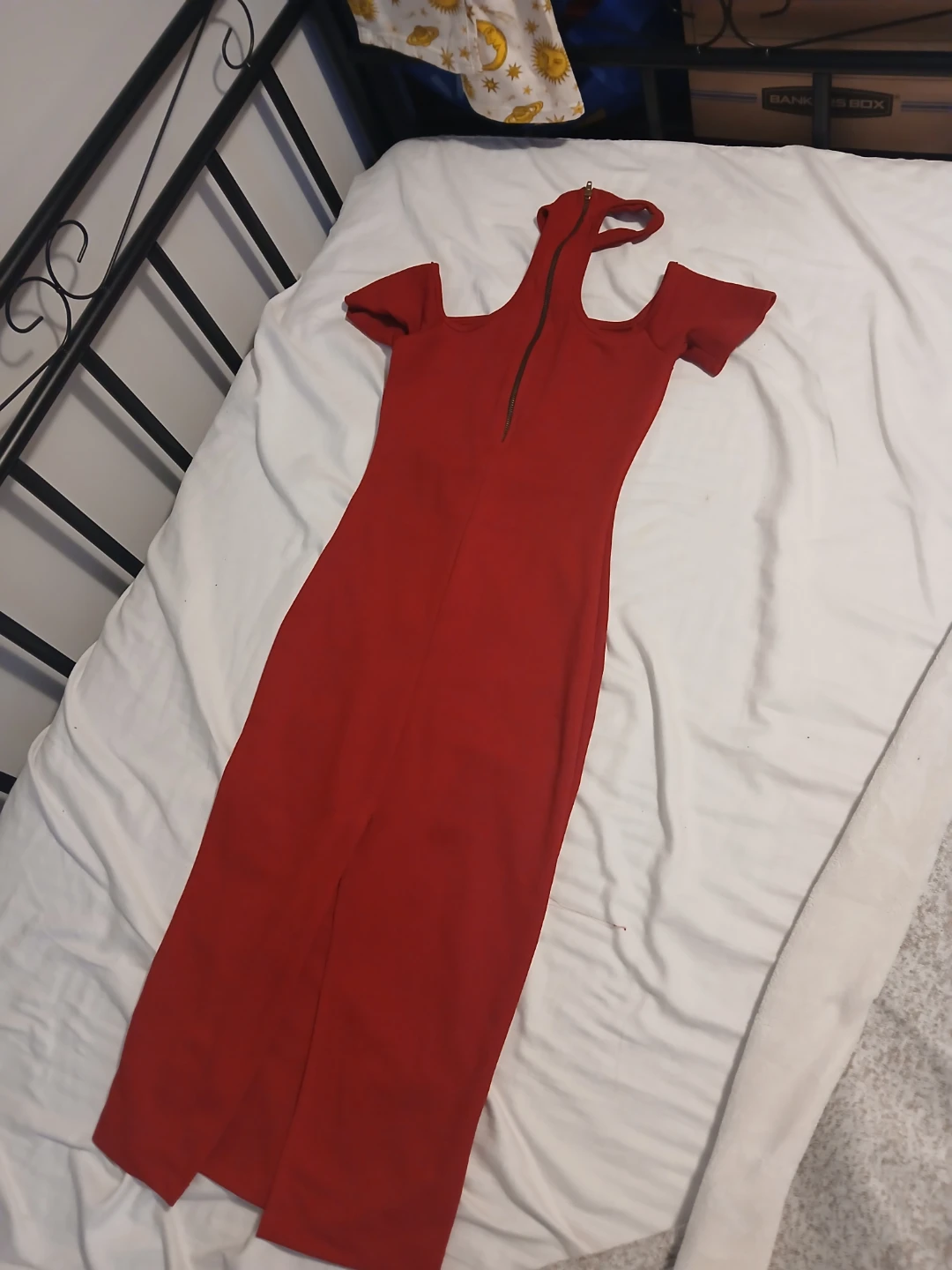 Red Bodycon Dress with Zipper Detail - photo 2