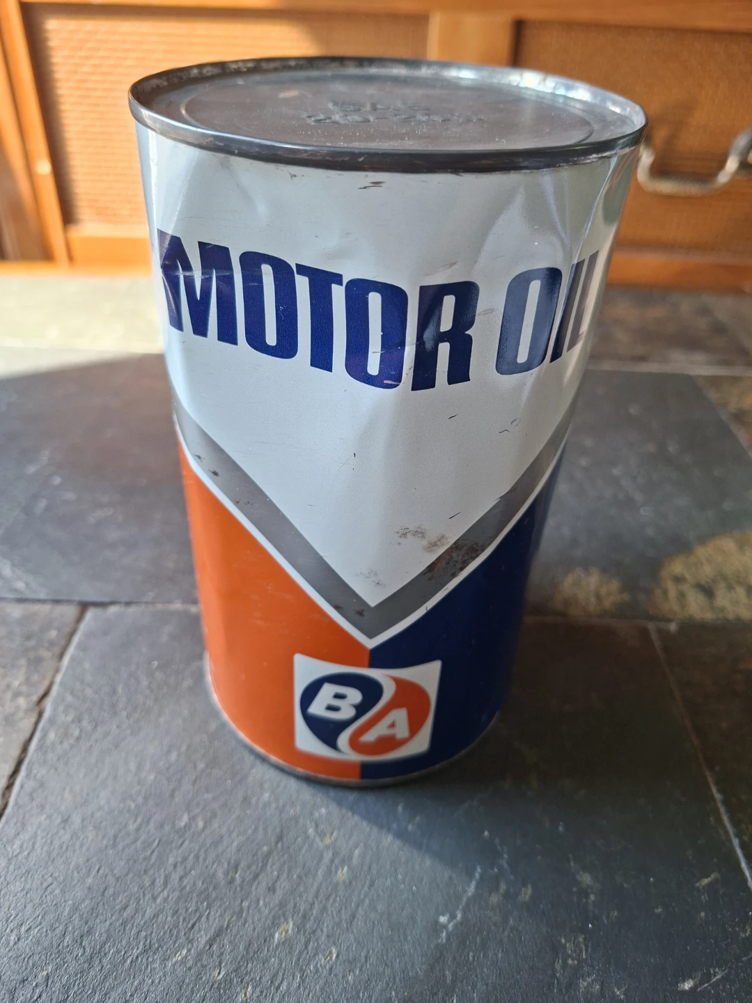 ​Vintage British American B/A Motor Oil Can 1 Qt FULL UNOPENED
