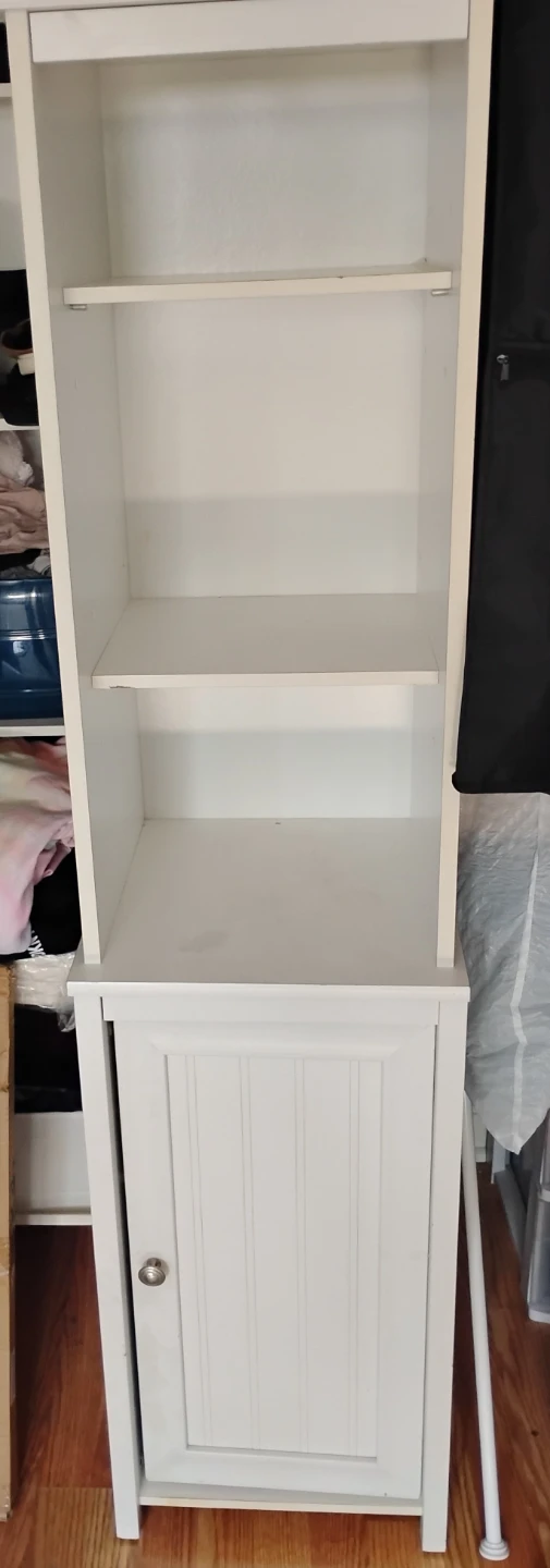 White/cream Tall Storage Cabinet with Shelves