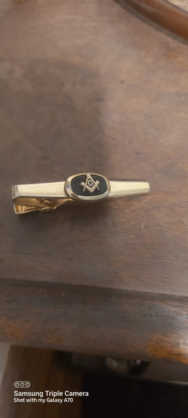 Gold Tie Clip with Masonic Symbol