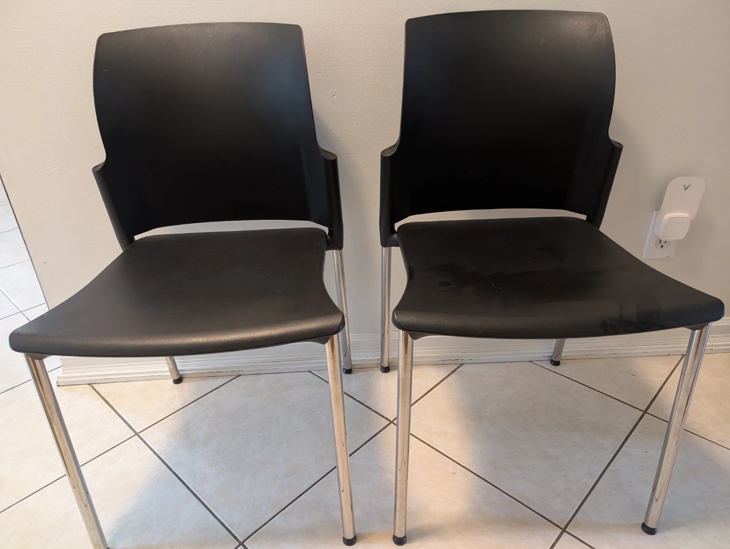 Black Modern Chair with Chrome Legs (Set of 4) - photo 5