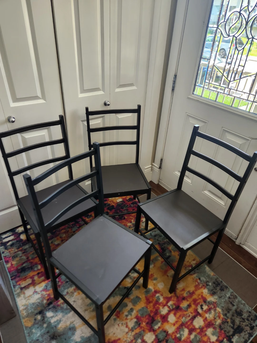 Set of 4 Black Metal Dining Chairs