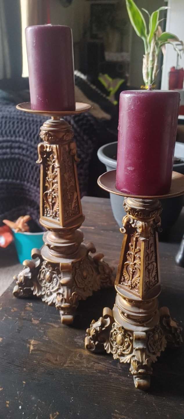 Ornate Gold-Tone Candlesticks (Set of 2)