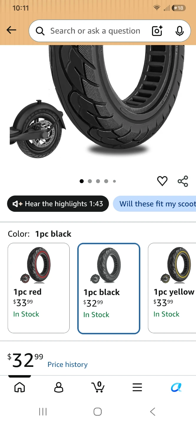 Felixstory 10 inch Solid Rubber Scooter Tire