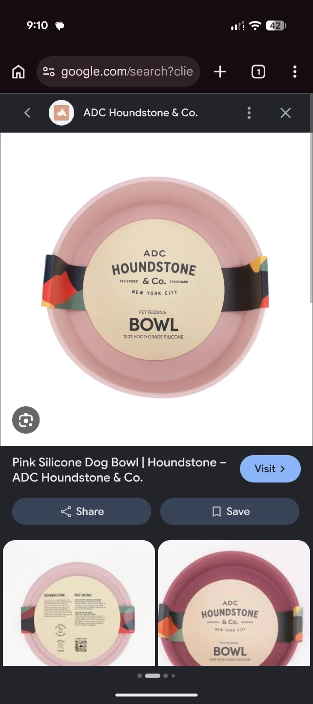 Houndstone Pony Silicone Dog Bowl - Soft Pink