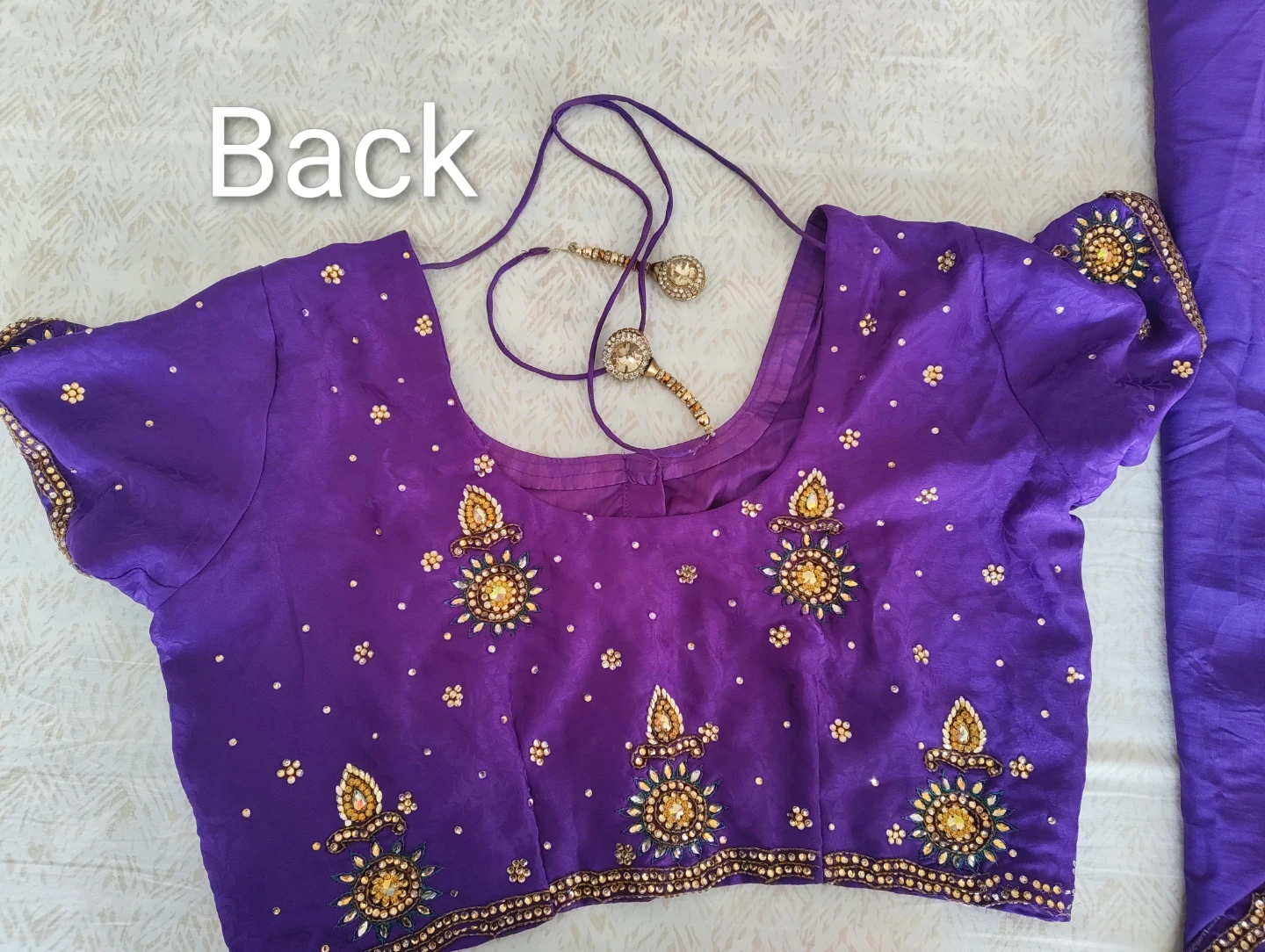Purple Blouse and Saree Set with Embellishments - photo 4