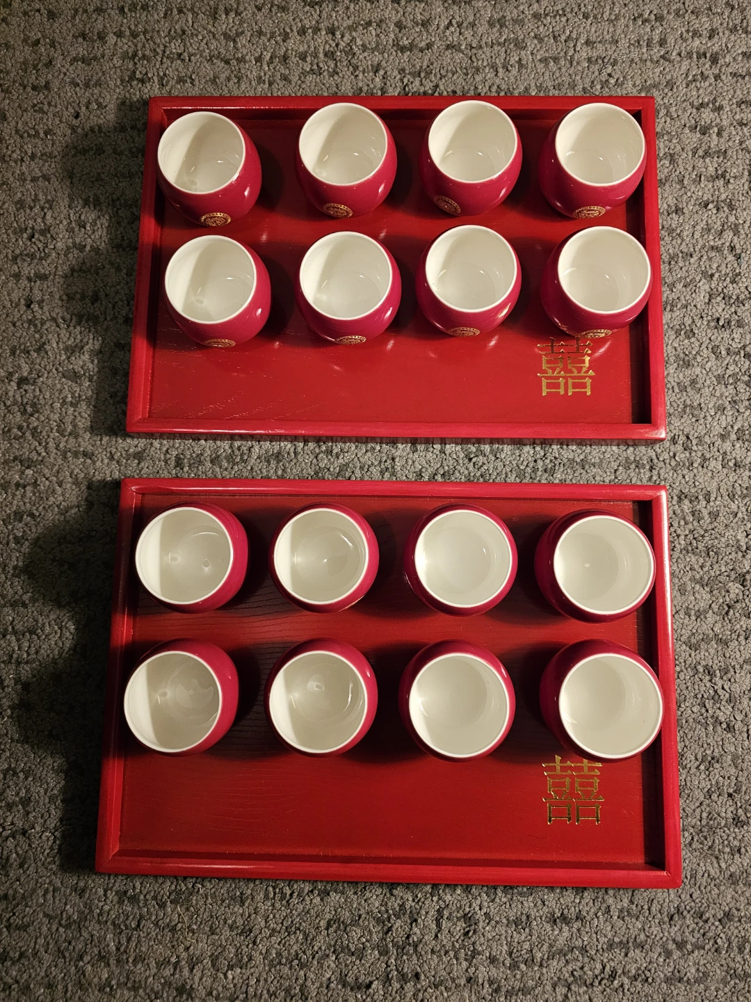 Chinese Wedding Tea Ceremony Red Traditional Porcelain Cups - photo 2