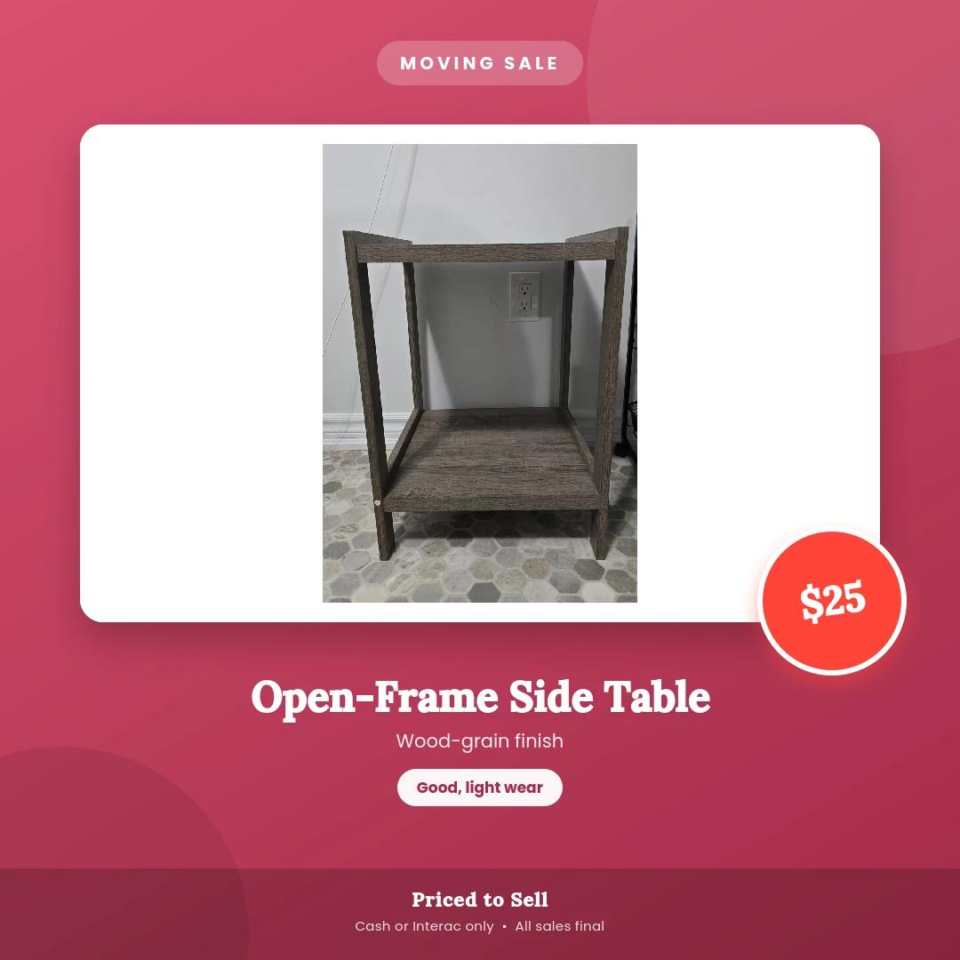 Open-Frame Side Table - Wood-grain finish