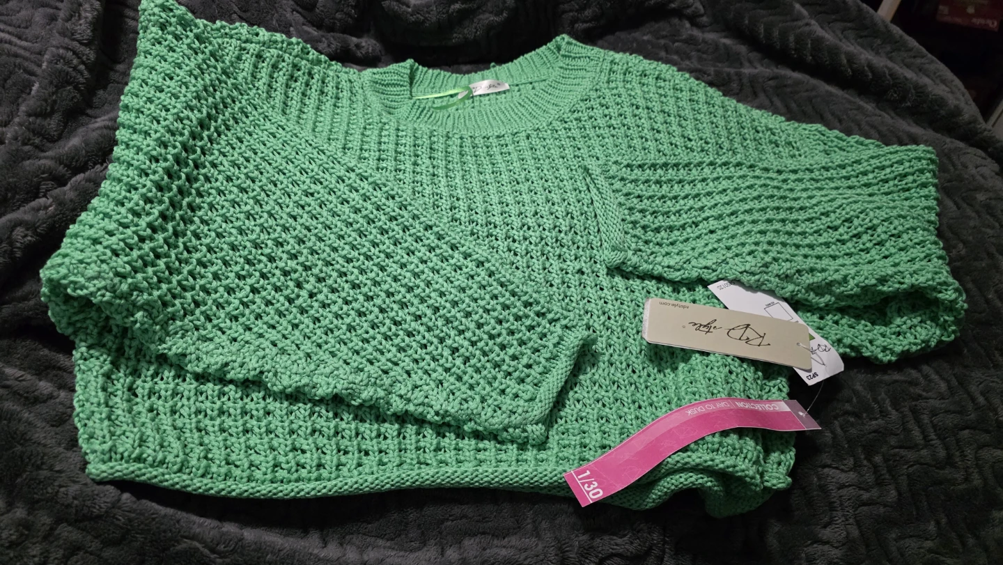 RD Style Green Knit Cropped Sweater