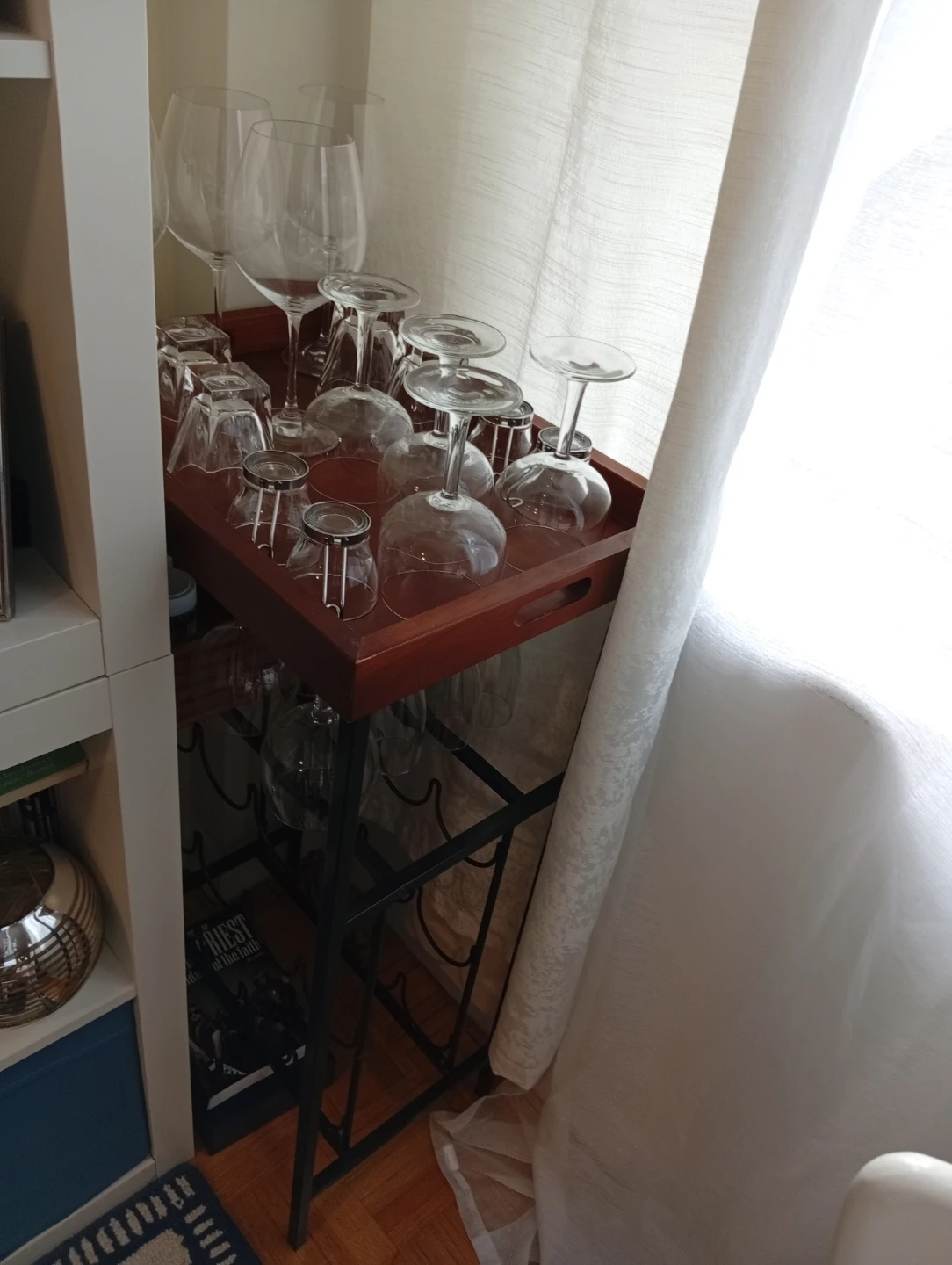 Metal and wooden shelf