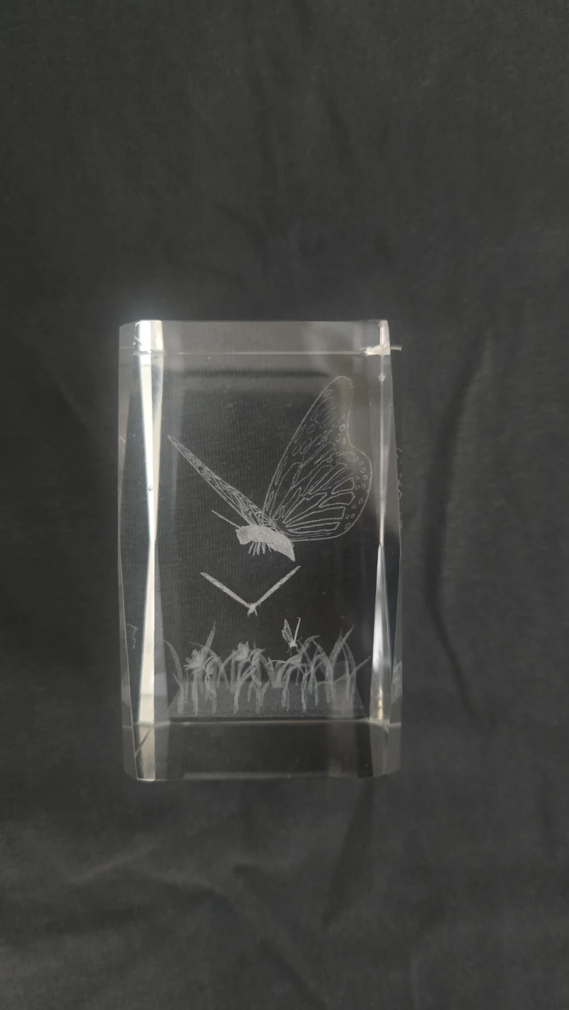Crystal Block Butterfly Etching