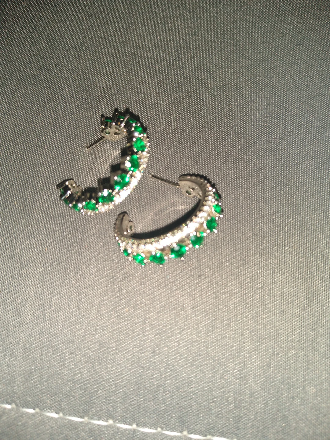 Emerald and diamond crystal hoop earrings